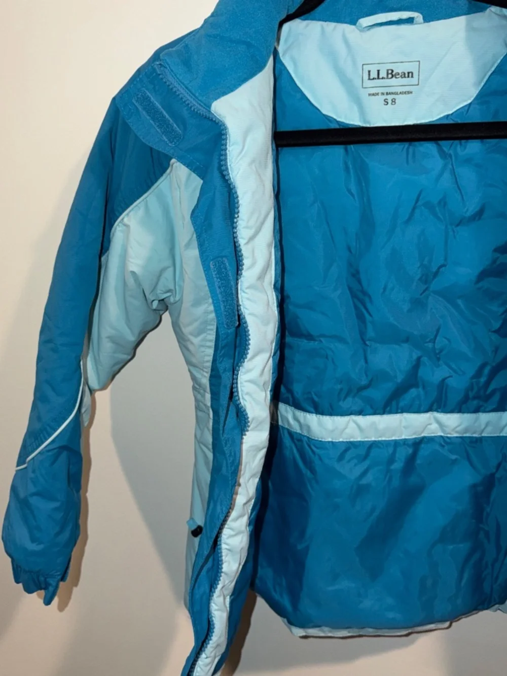 L.L. Bean Girls Small Sz 8 Teal Winter Jacket Nylon Waterproof Hood Thinsulate